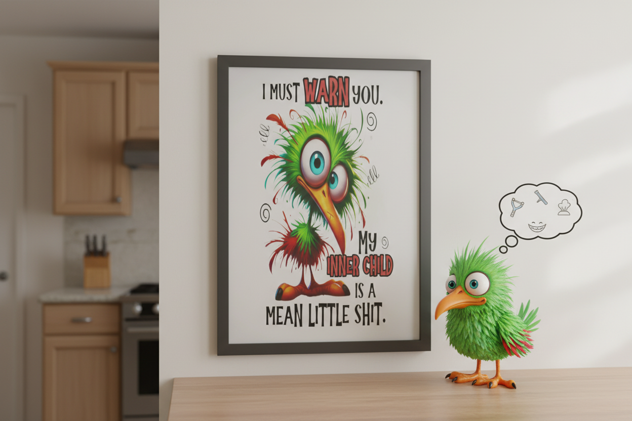 I Must Warn You My Inner Child..... Glossy Aluminium Print