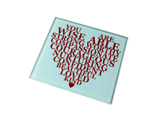 Inspirational Heart Glass Coaster (Set of 4)