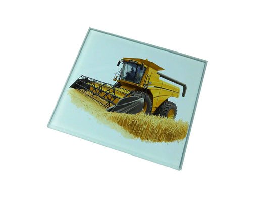 Combine Harvester (Yellow) Glass Coaster (Set of 4)