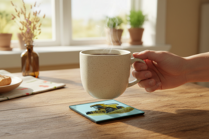 Combine Harvester (Yellow) Glass Coaster (Set of 4)