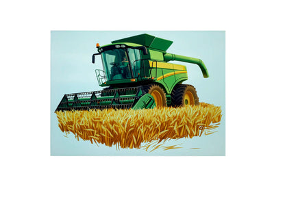 Combine Harvester (Green) Glass Chopping Board, Combine Harvester (Green) Worktop Saver