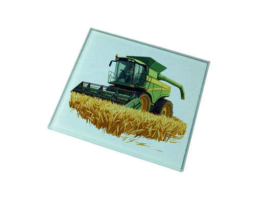 Combine Harvester (Green) Glass Coaster (Set of 4)