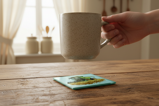 Combine Harvester (Green) Glass Coaster (Set of 4)