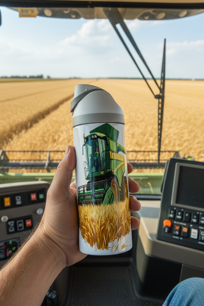 Combine Harvester (Green) - 720ml One Touch Thermal Drinks Bottle