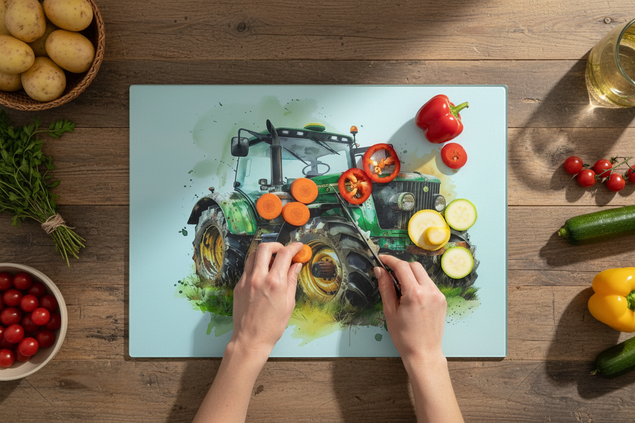 Green Tractor Chopping Board - Green Tractor Worktop Saver