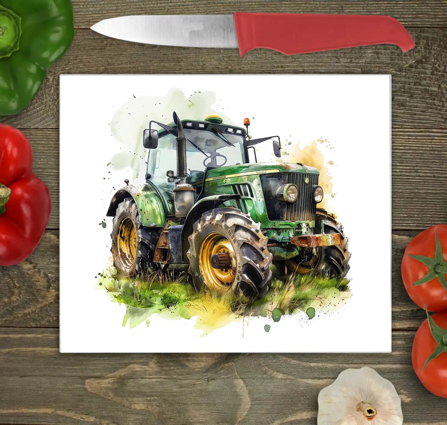 Green Tractor Chopping Board - Green Tractor Worktop Saver