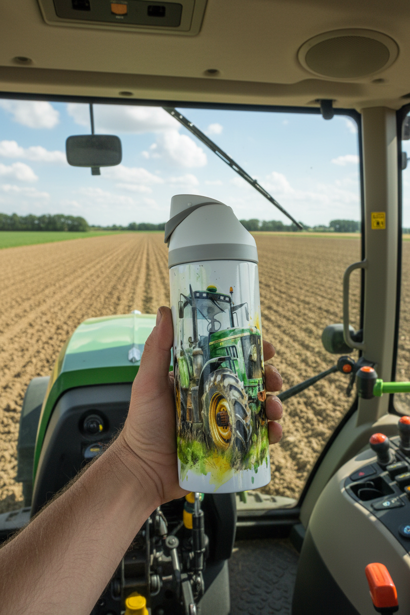 Green Tractor - 720ml Thermal Drinks Bottle - One Touch