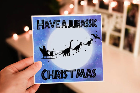 Dinosaur Christmas Card, Personalised Jurrasic Card
