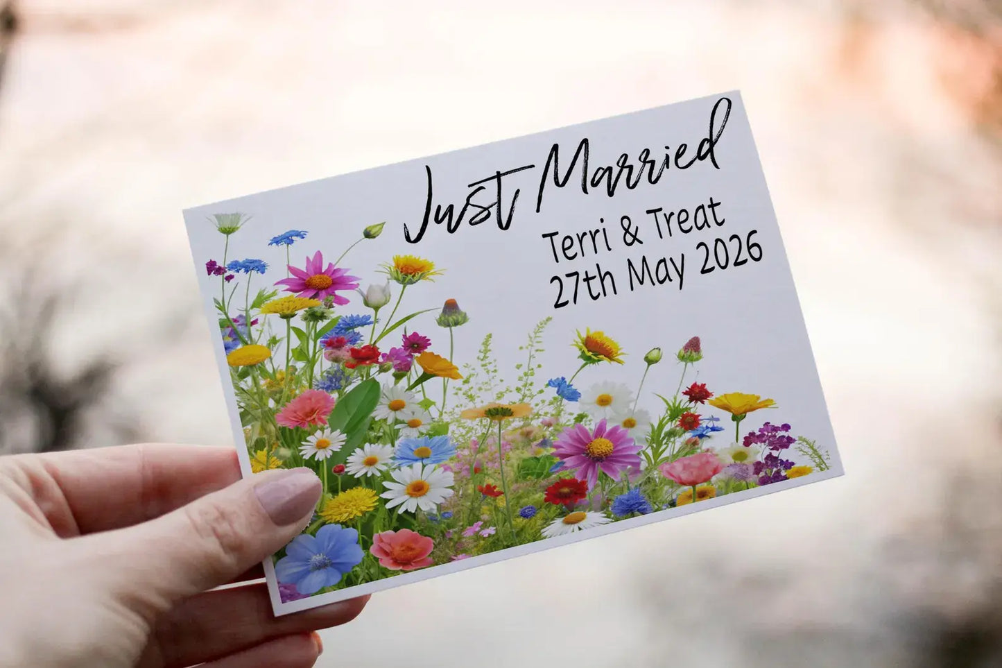 Just Married Card, PersonaliSed Wedding Day Card