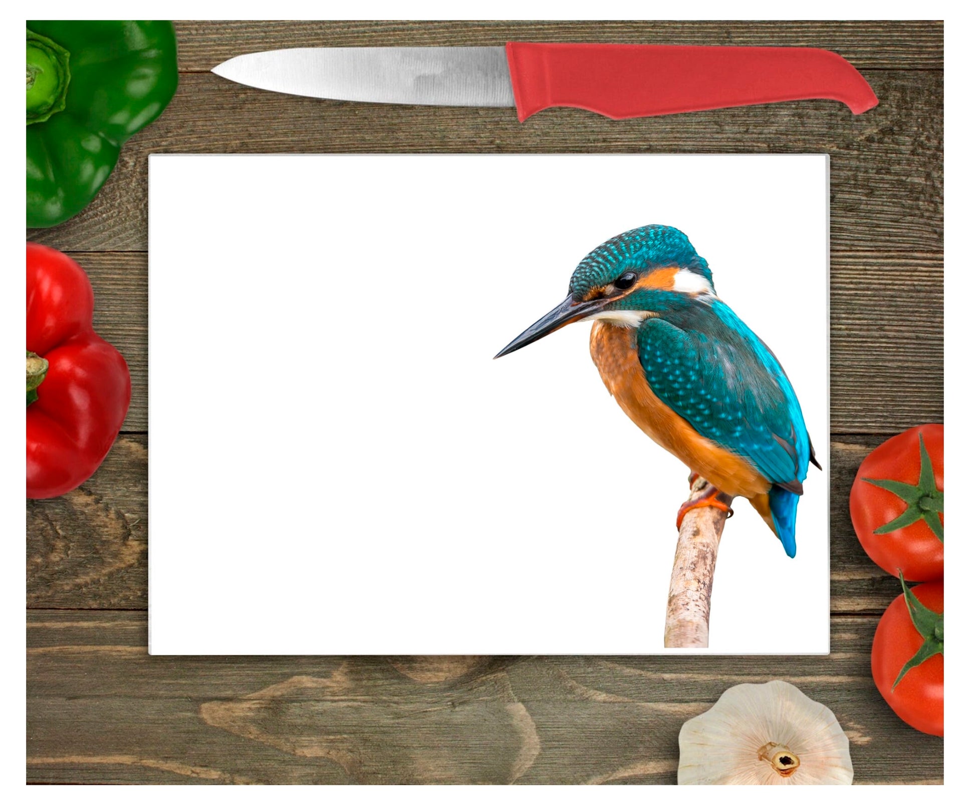 Kingfisher Large Glass Chopping Board, Kingfisher Worktop Protector