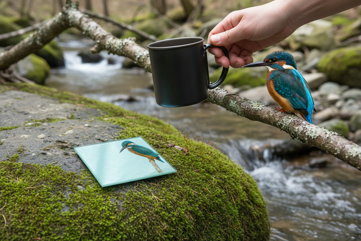 Kingfisher Glass Coaster (Set of 4)