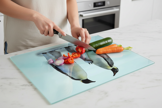 Penguin Glass Chopping Board, Penguin Worktop Saver