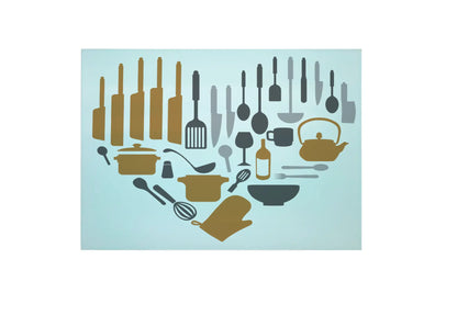 Utensil Heart Glass Chopping Board - Coloured - Worktop Saver