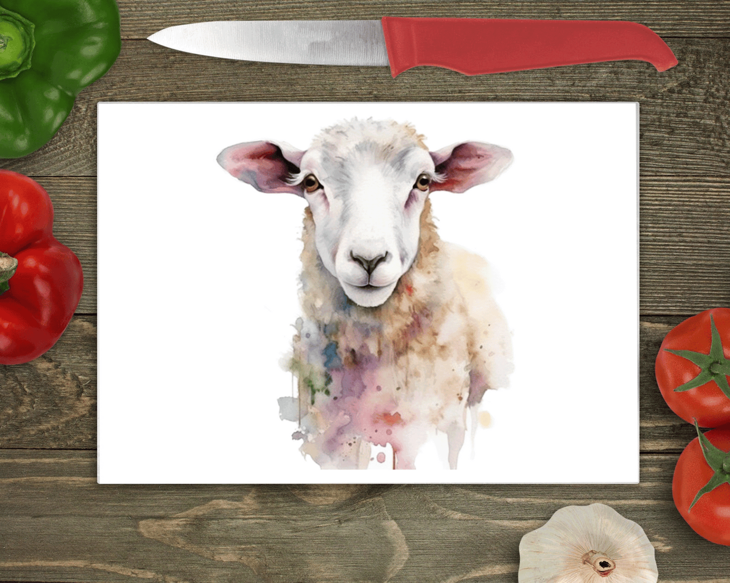 Sheep Glass Chopping Board - Sheep Worktop Protector