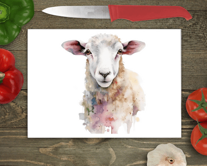Sheep Glass Chopping Board - Sheep Worktop Protector