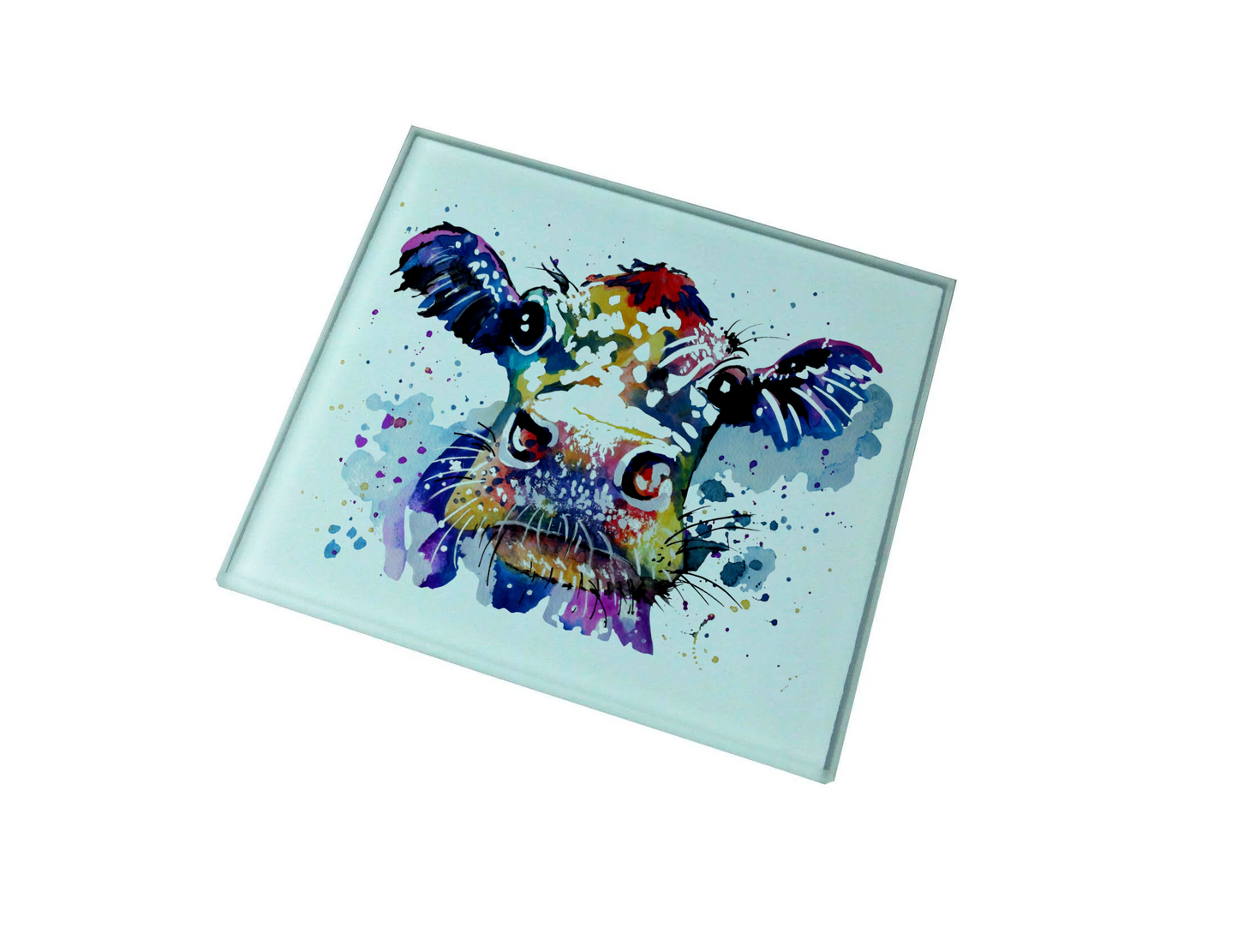 Multi Coloured Cow Glass Coaster (Set of 4)