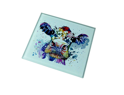 Multi Coloured Cow Glass Coaster (Set of 4)