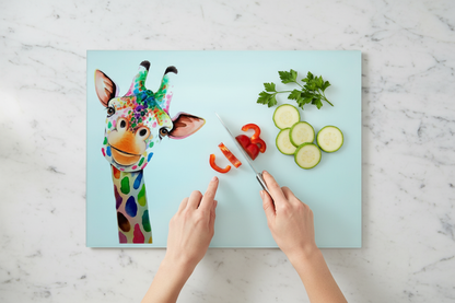 Giraffe Large Glass Chopping Board, Giraffe Worktop Saver