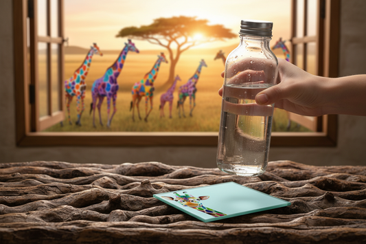 Multi Coloured Giraffe Glass Coaster (Set of 4)