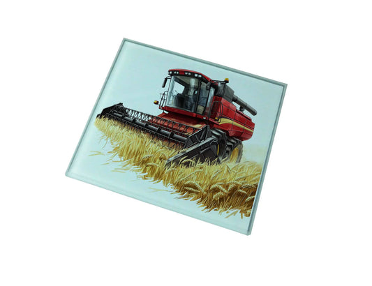 Combine Harvester (Red) Glass Coaster (Set of 4)
