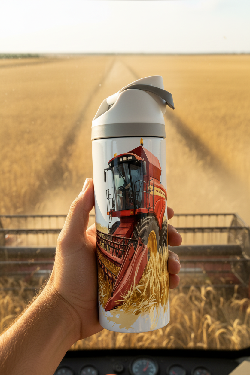 Combine Harvester (Red) - 720ml One Touch Thermal Drinks Bottle