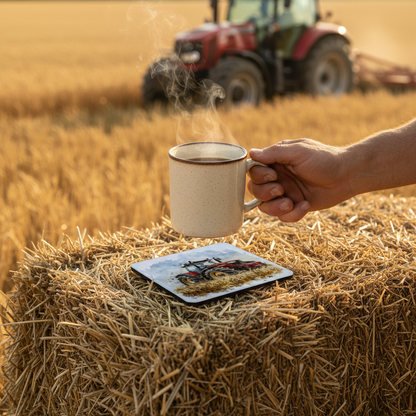 Red Tractor Hardboard Coaster