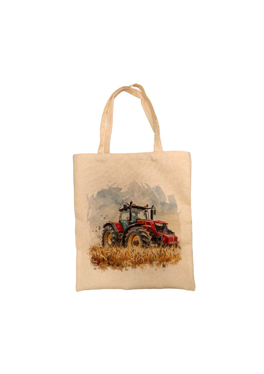 Red Tractor Burlap Tote Bag