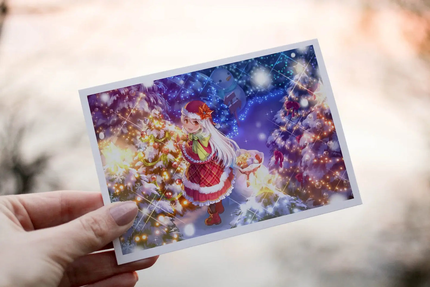 Personalised Anime Christmas Card, Festive Holiday Card