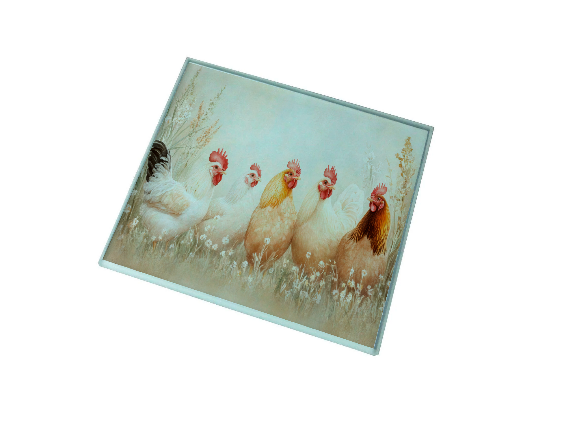 Chickens Glass Coaster (Set of 4)