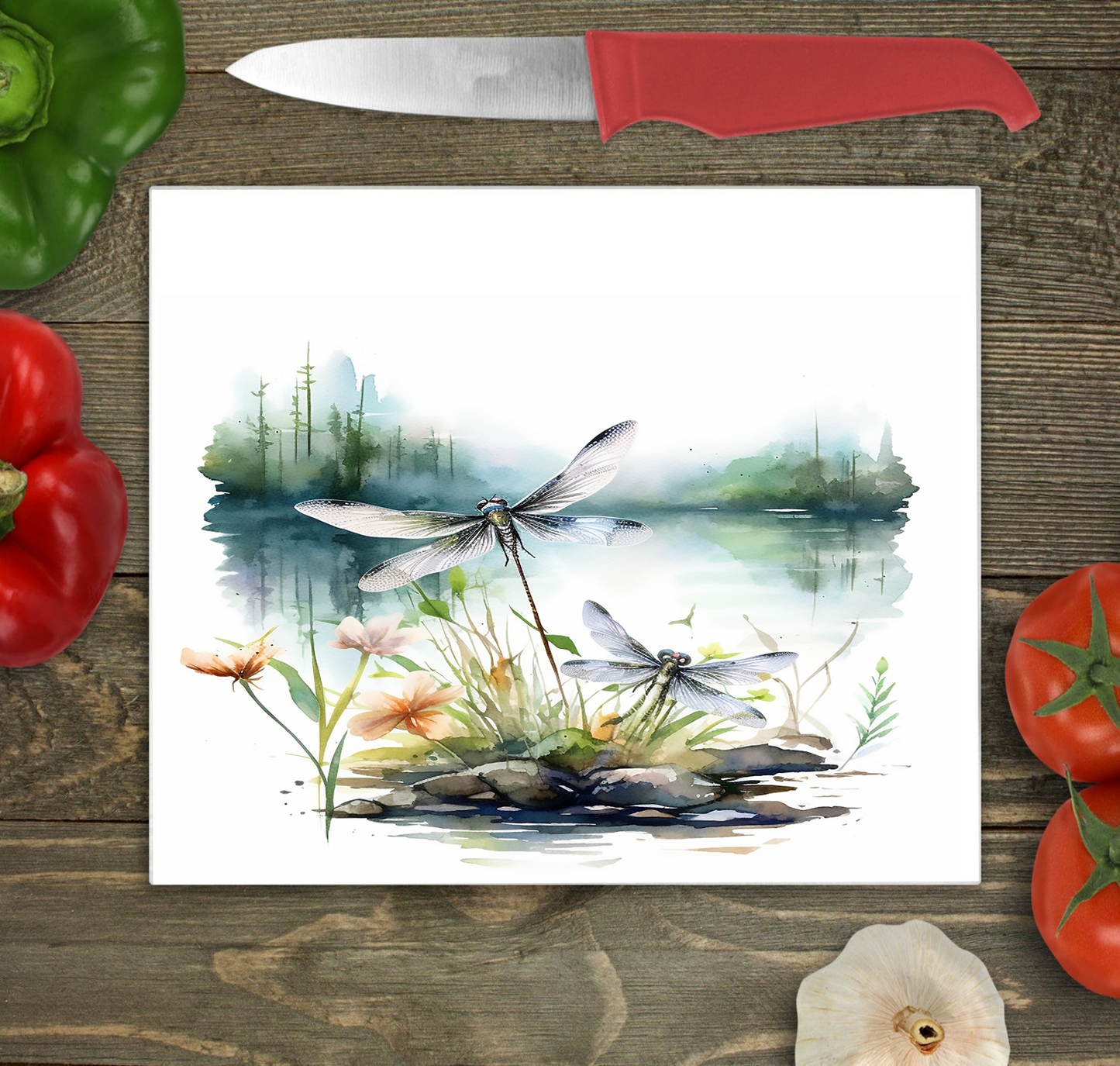 Dragonfly Glass Chopping Board, Dragonfly Worktop Saver