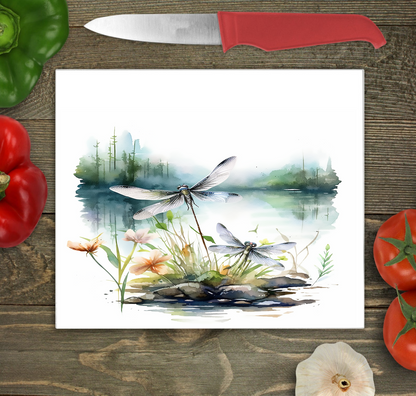 Dragonfly Glass Chopping Board, Dragonfly Worktop Saver