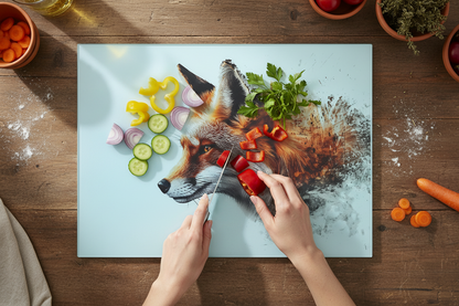 Fox Glass Chopping Board, Fox Worktop Saver
