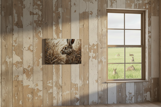 Hare in Corn Field.... Glossy Aluminium Print