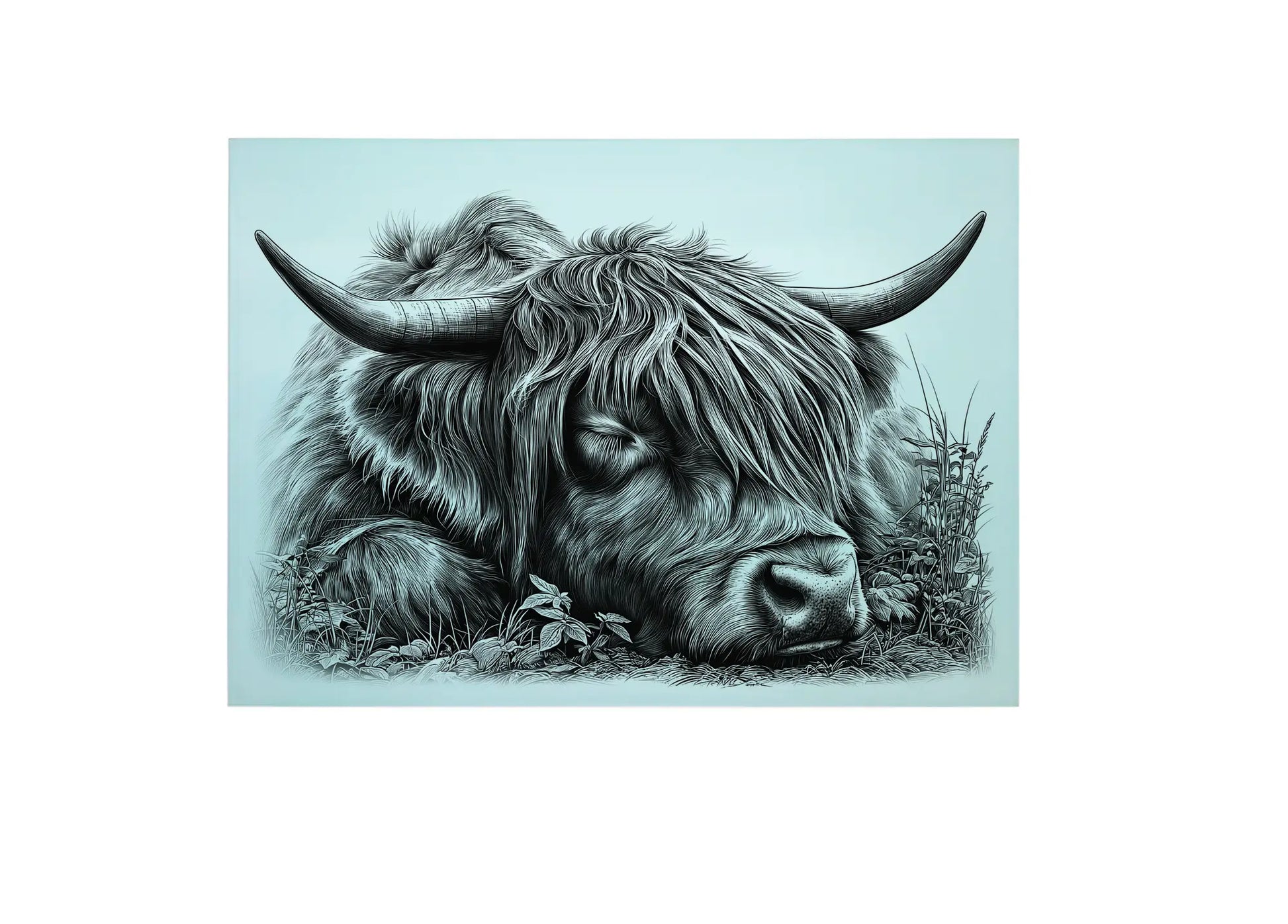 Sleeping Highland Cow Glass Chopping Board, Sleeping Highland Cow Worktop Saver