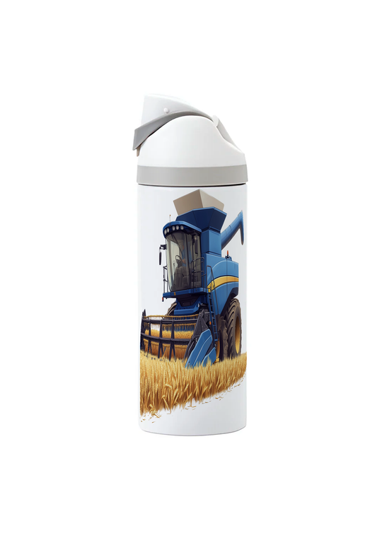 Combine Harvester (Blue) - 720ml One Touch Thermal Drinks Bottle