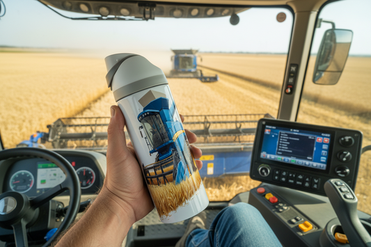 Combine Harvester (Blue) - 720ml One Touch Thermal Drinks Bottle
