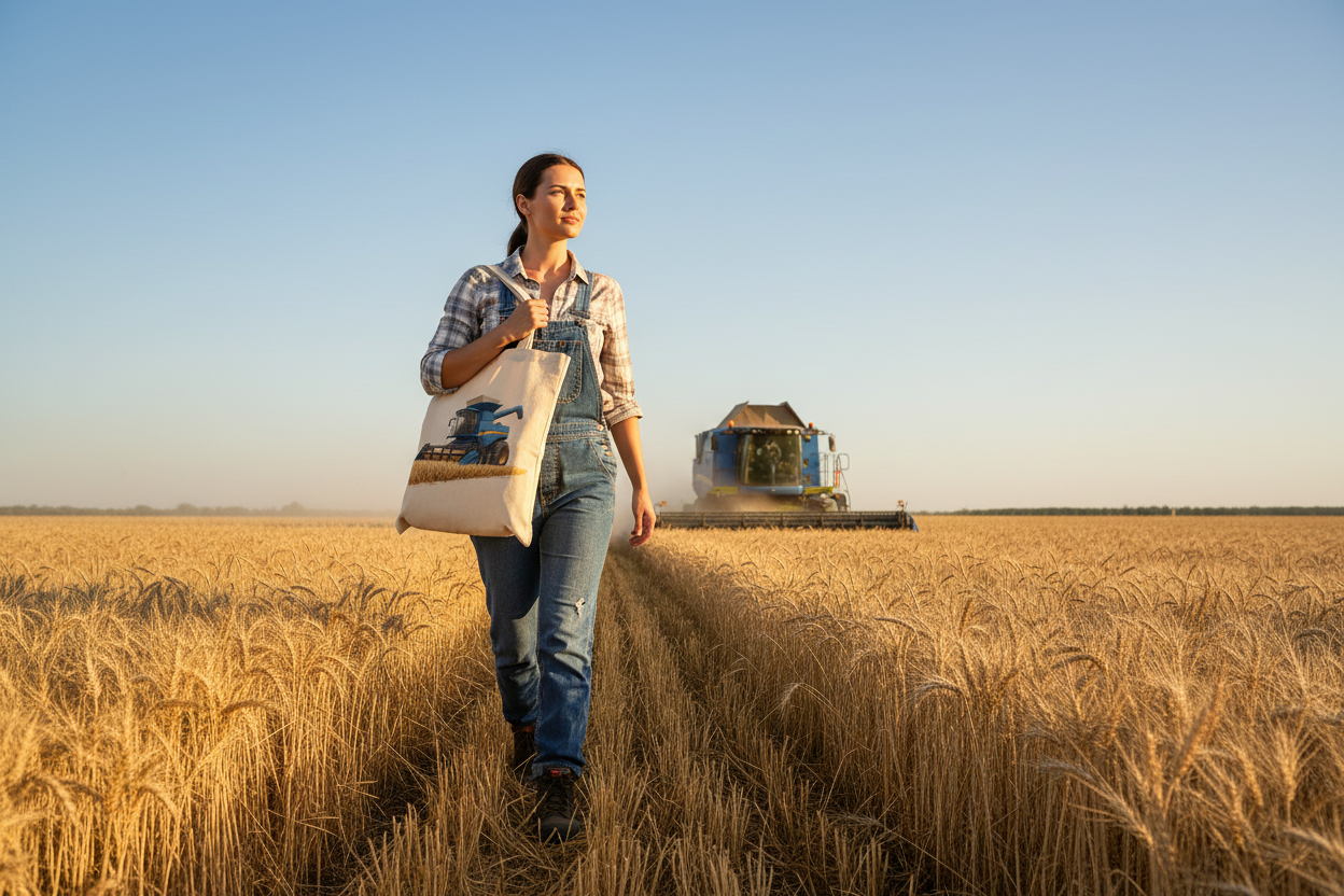 Combine Harvester (Blue) - Tote Bag