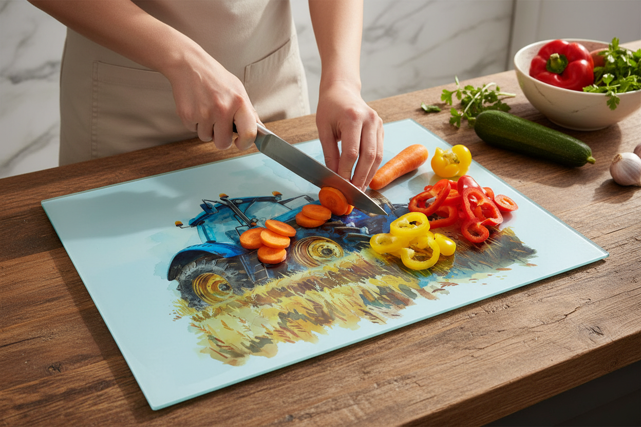 Blue Tractor Chopping Board - Blue Tractor Worktop Saver
