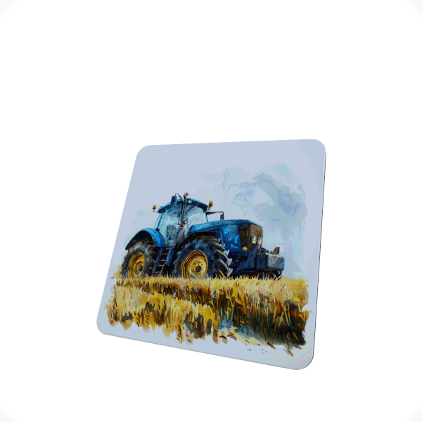 Blue Tractor Hardboard Coaster