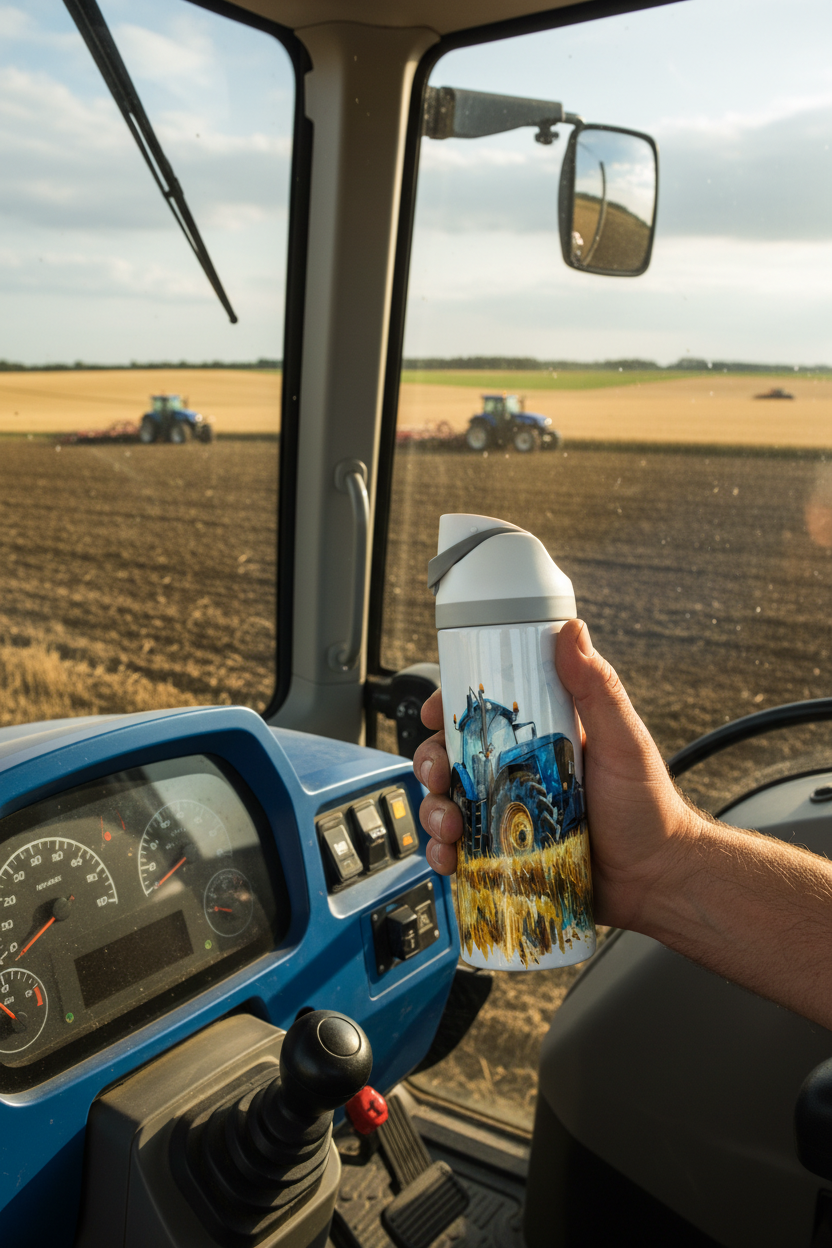 Blue Tractor - 720ml Thermal Drinks Bottle - One Touch