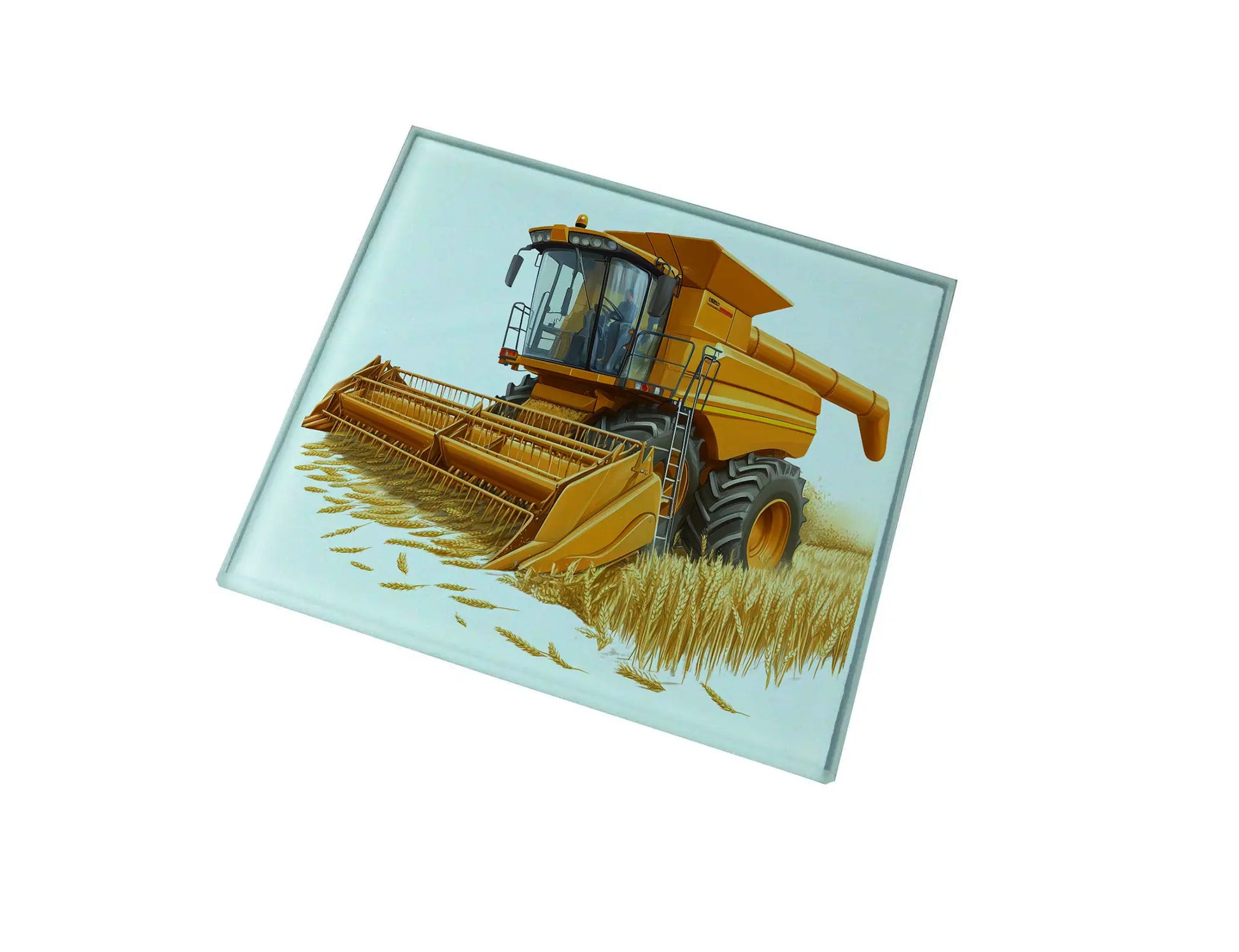 Combine Harvester (Orange) Glass Coaster (Set of 4)