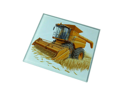 Combine Harvester (Orange) Glass Coaster (Set of 4)