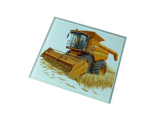 Combine Harvester (Orange) Glass Coaster (Set of 4)