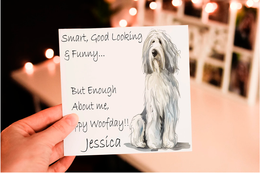 Old English Sheepdog Birthday Card, Dog Birthday Card