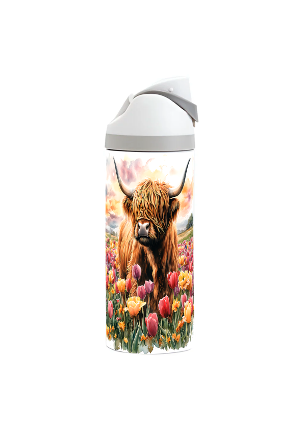 Highland Cow 720ml One-Touch Thermal Drinks Bottle