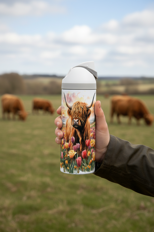 Highland Cow - 720ml Thermal Drinks Bottle - One Touch