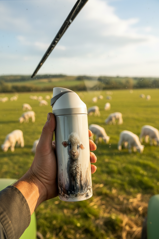 Cute Lamb- 720ml Thermal Drinks Bottle - One Touch