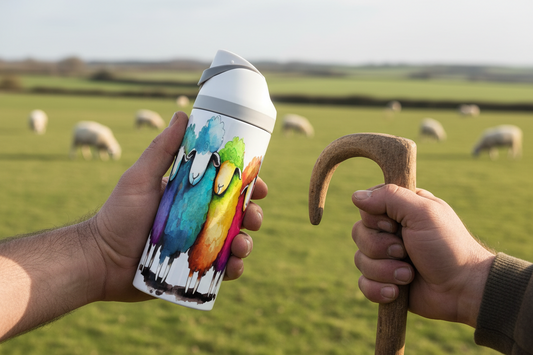 Multi Coloured Sheep - 720ml Thermal Drinks Bottle - One Touch