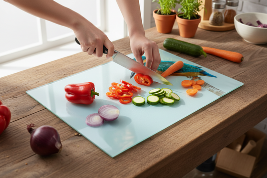 Kingfisher Large Glass Chopping Board, Kingfisher Worktop Protector