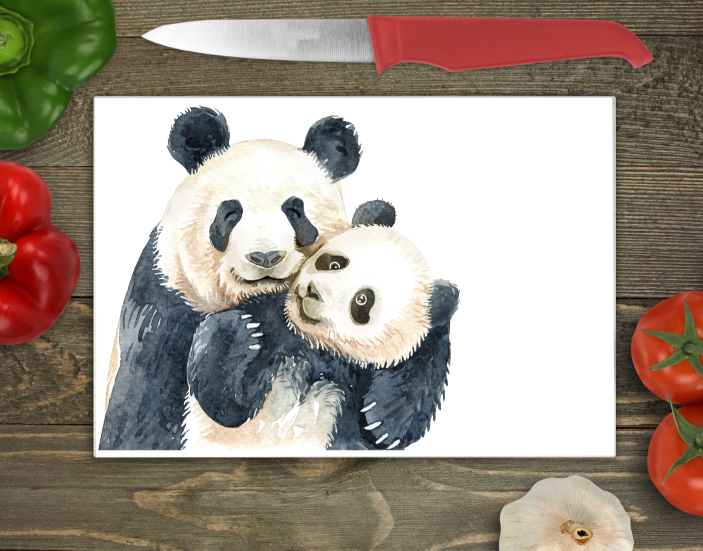 Panda Large Glass Chopping Board, Panda Worktop Saver